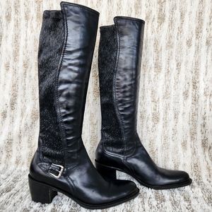 Donald J. Pliner Narrow Black Leather Knee-High Riding Boots | Women's Size 9.5